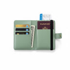 RFID Leather Passport Bag for Women – flat lay detail photo 2