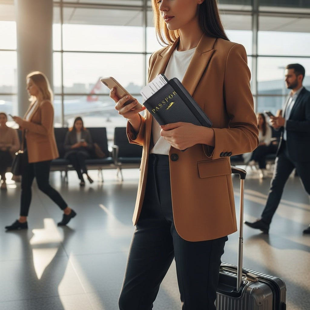 RFID Leather Passport Bag for Women – lifestyle photo 3