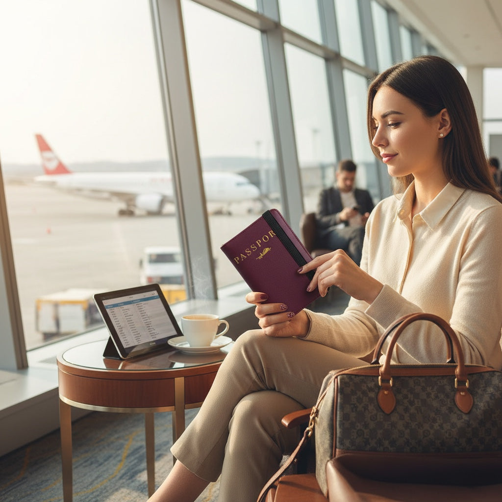 RFID Leather Passport Bag for Women – lifestyle photo 4