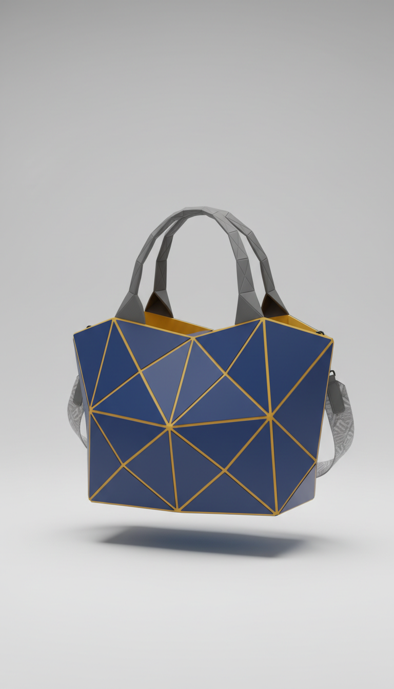 Geometric tote bag in deep blue